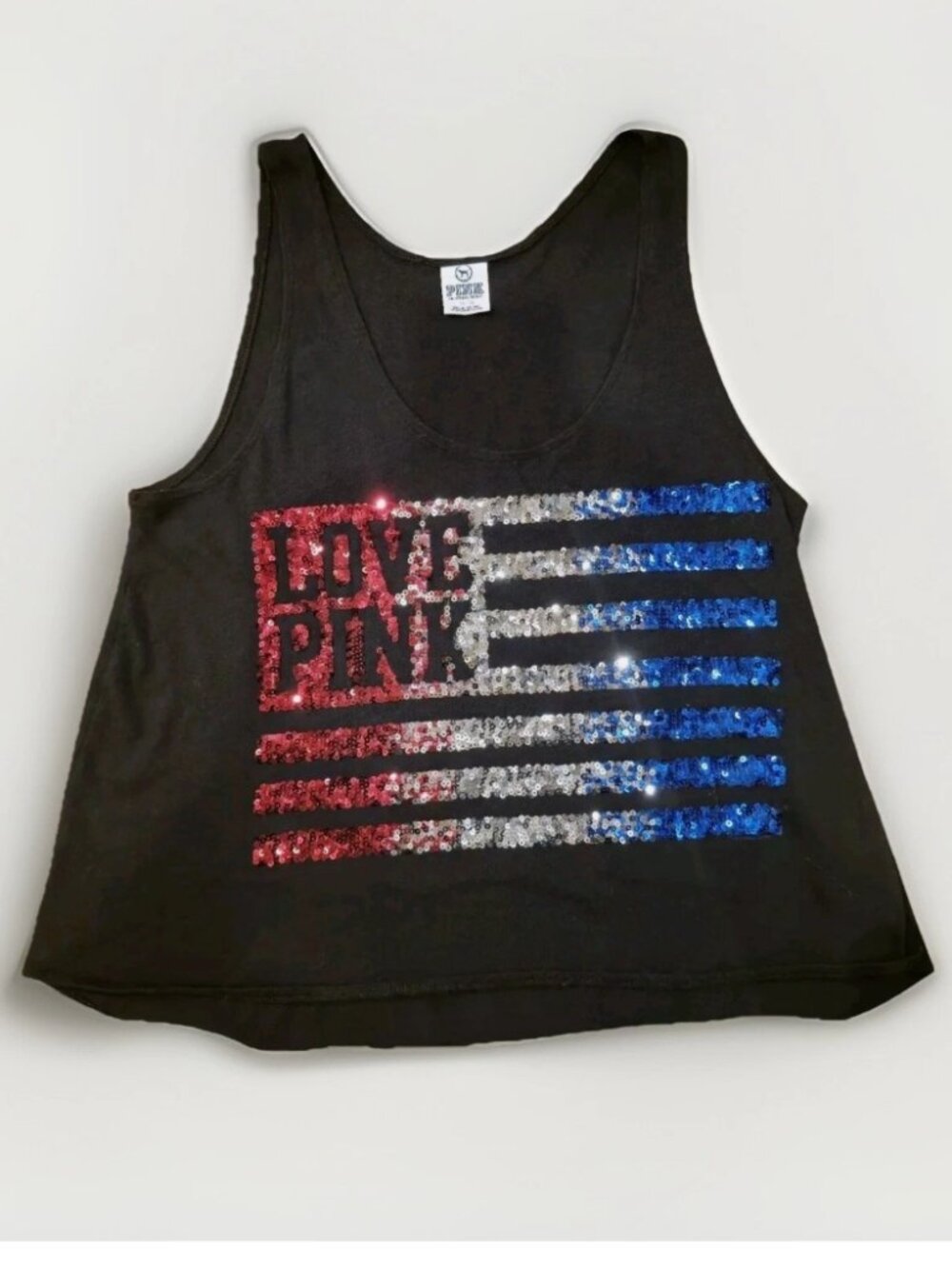 Y2K Victoria’s Secret Women’s Patriot Sequin Tank Top Size M